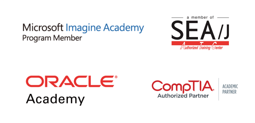 Microsoft Imagine Academy Program Member、a member of SEA/J Authorized Training Center、ORACLE® Academy、CompTIA® Authorized Partner ACADEMIC PARTNER